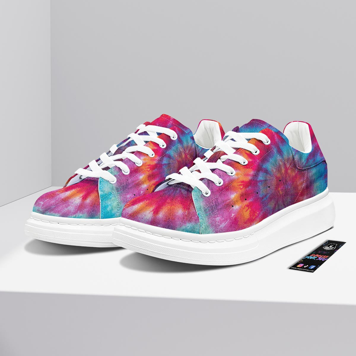 Tie Dye Pattern Print Platform Shoes-grizzshop