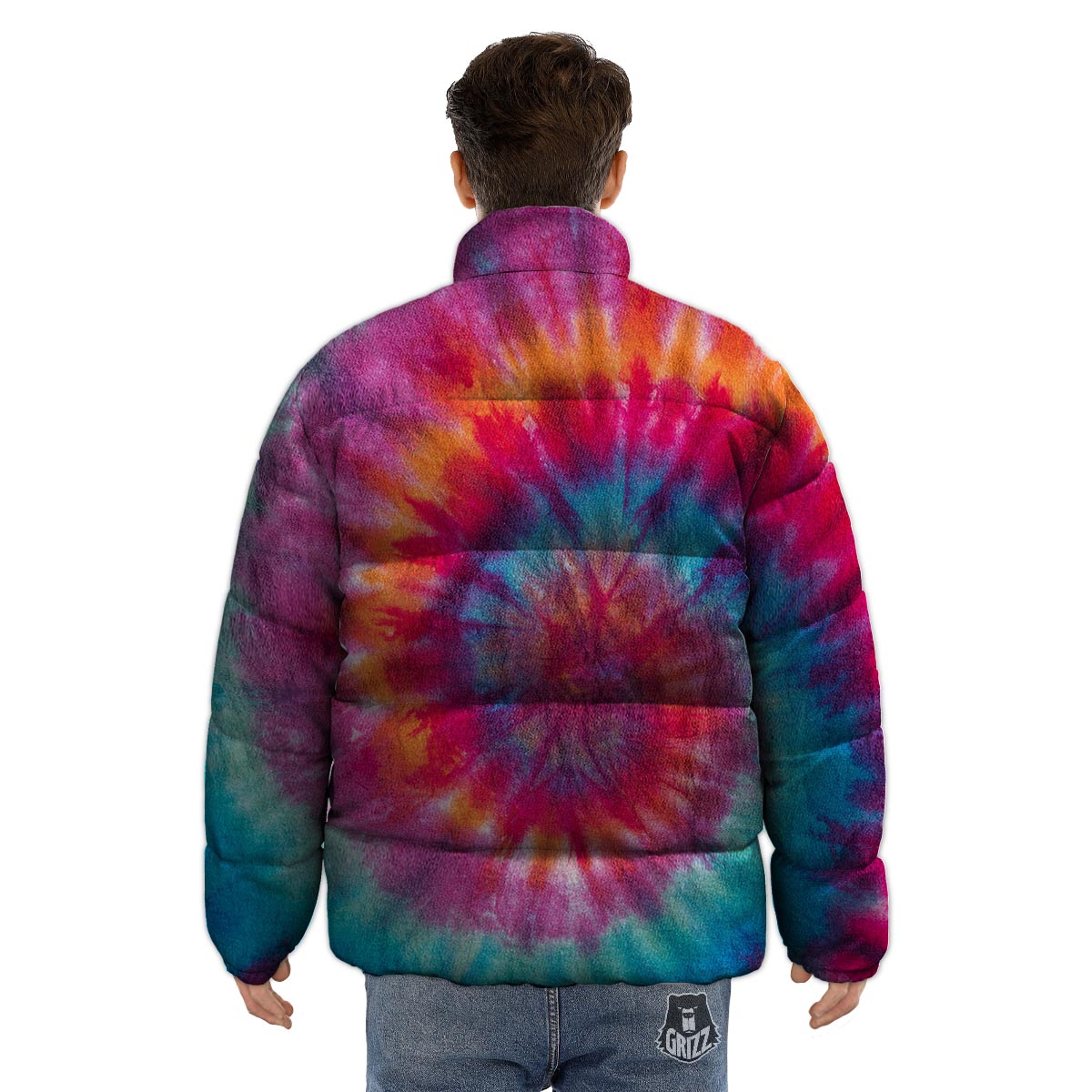 Tie Dye Pattern Print Puffer Jacket-grizzshop