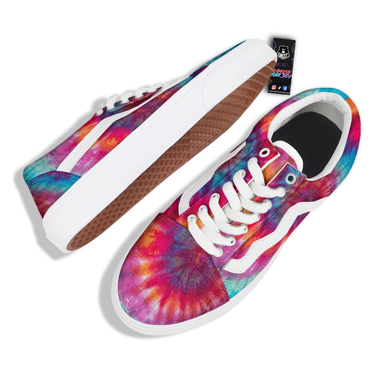 Tie Dye Pattern Print Skate Shoes-grizzshop