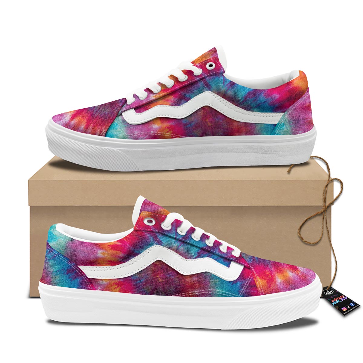Tie Dye Pattern Print Skate Shoes-grizzshop