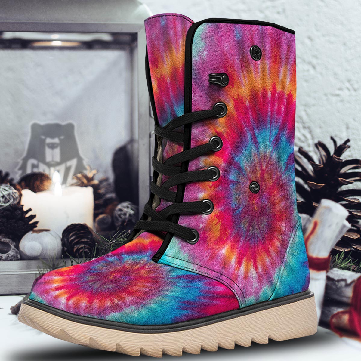 Tie Dye Pattern Print Snow Boots-grizzshop