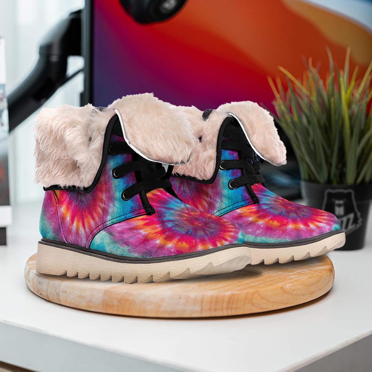 Tie Dye Pattern Print Snow Boots-grizzshop