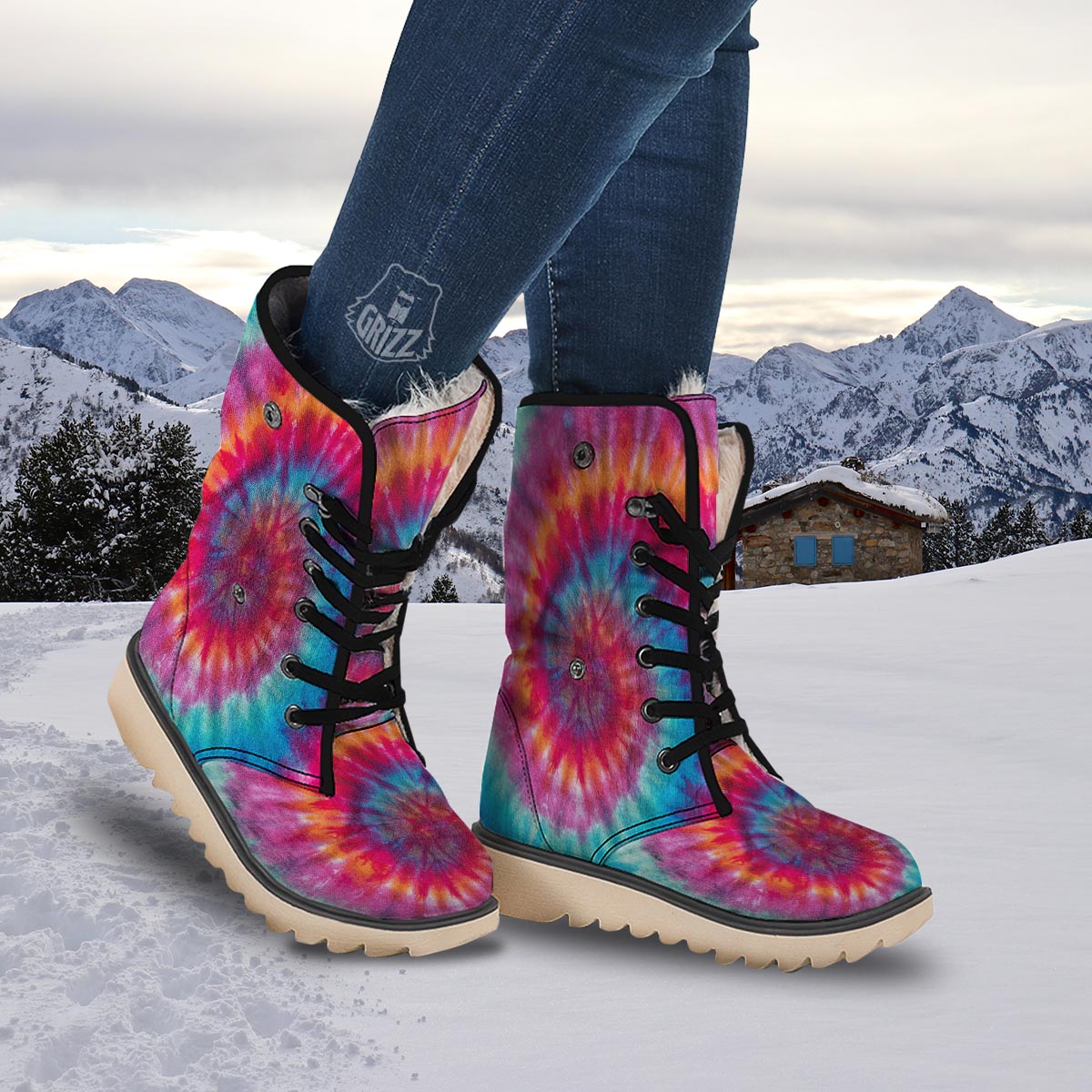 Tie Dye Pattern Print Snow Boots-grizzshop