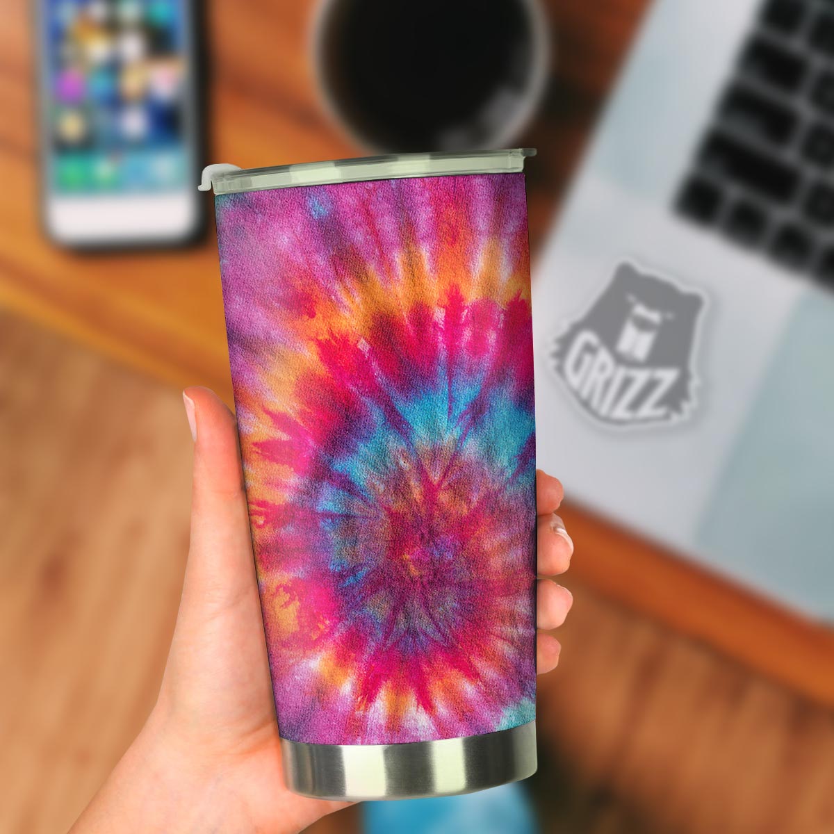 Tie Dye Pattern Print Tumbler-grizzshop
