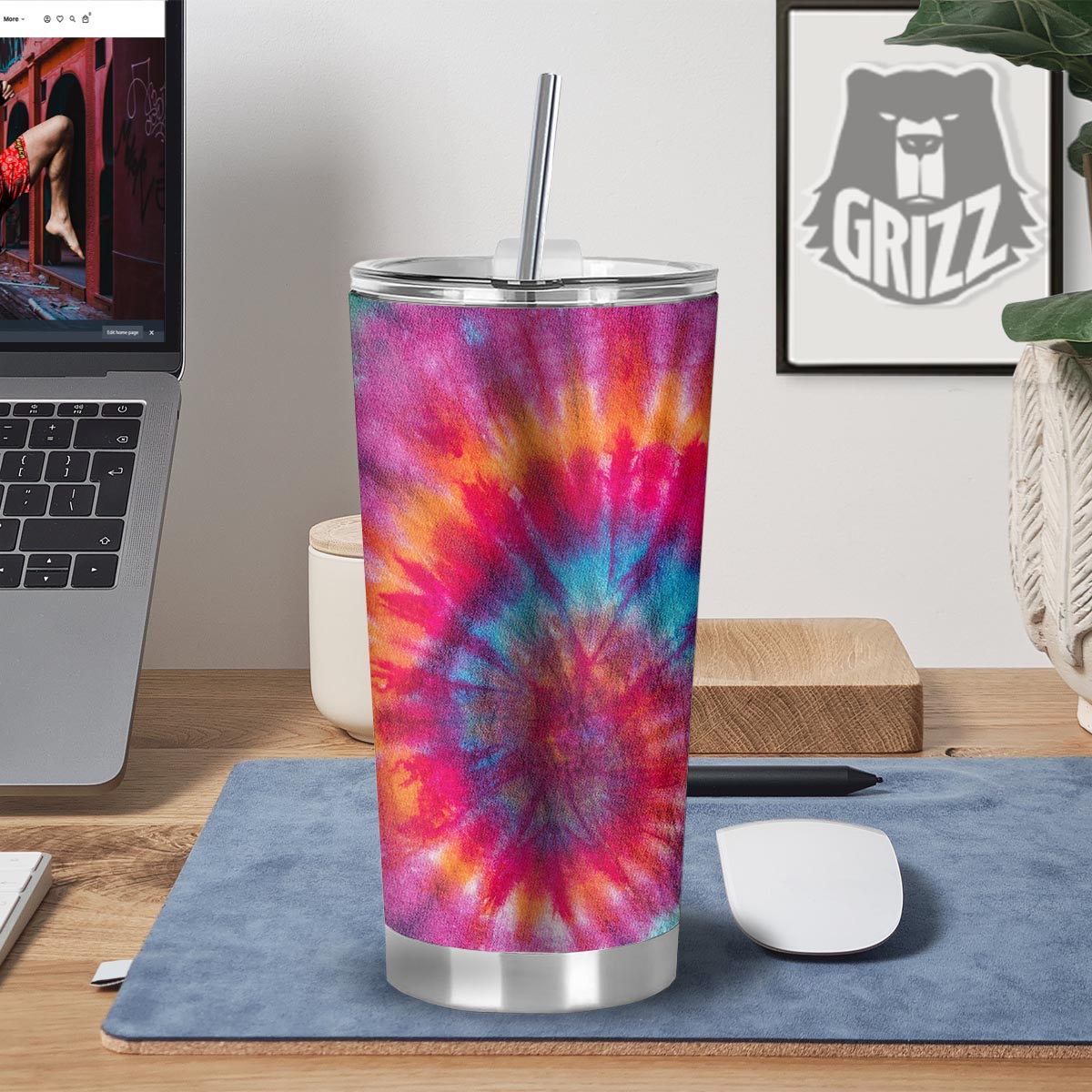 Tie Dye Pattern Print Tumbler-grizzshop