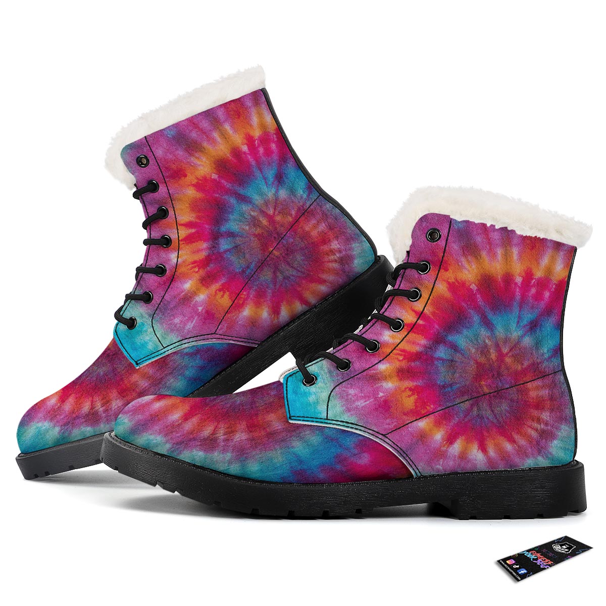 Tie Dye Pattern Print Winter Boots-grizzshop