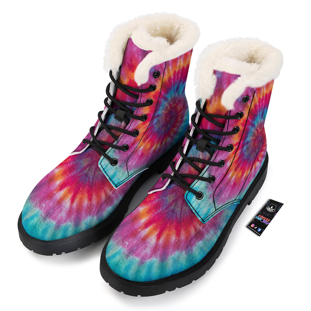 Tie Dye Pattern Print Winter Boots-grizzshop
