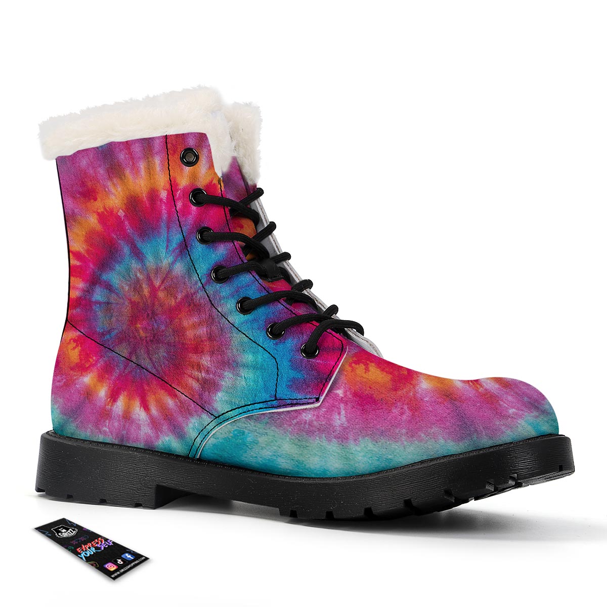 Tie Dye Pattern Print Winter Boots-grizzshop