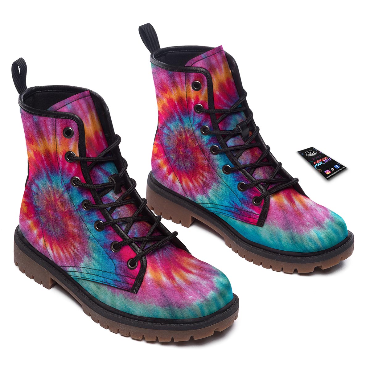 Tie Dye Pattern Print Work Boots-grizzshop