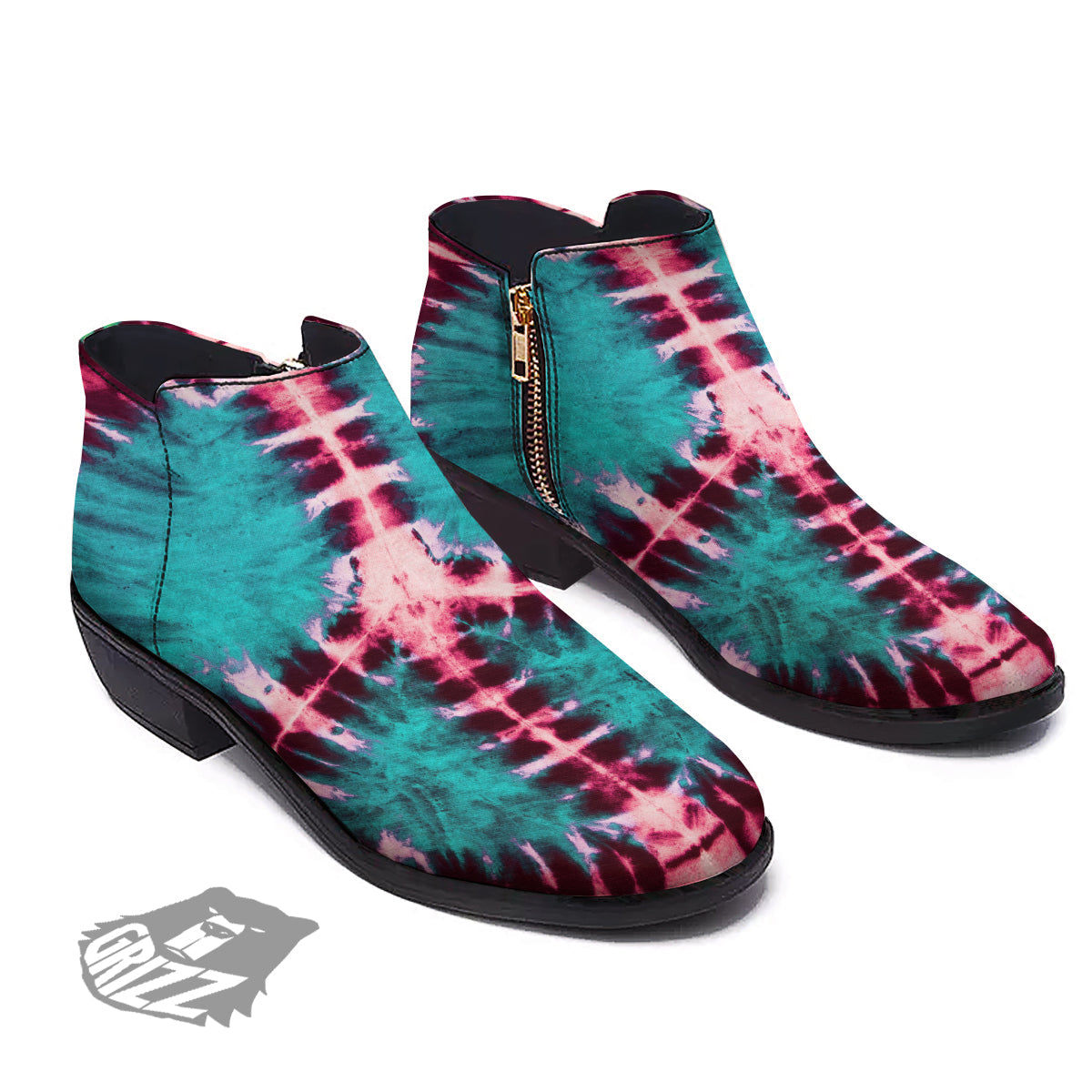 Tie Dye Peace Sign Print Ankle Boots-grizzshop