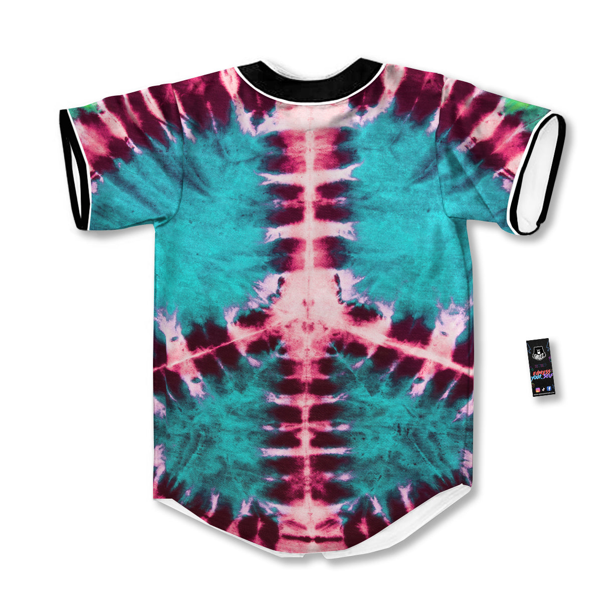 Tie Dye Peace Sign Print Baseball Jersey-grizzshop