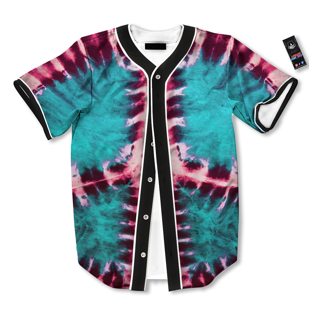 Tie Dye Peace Sign Print Baseball Jersey-grizzshop