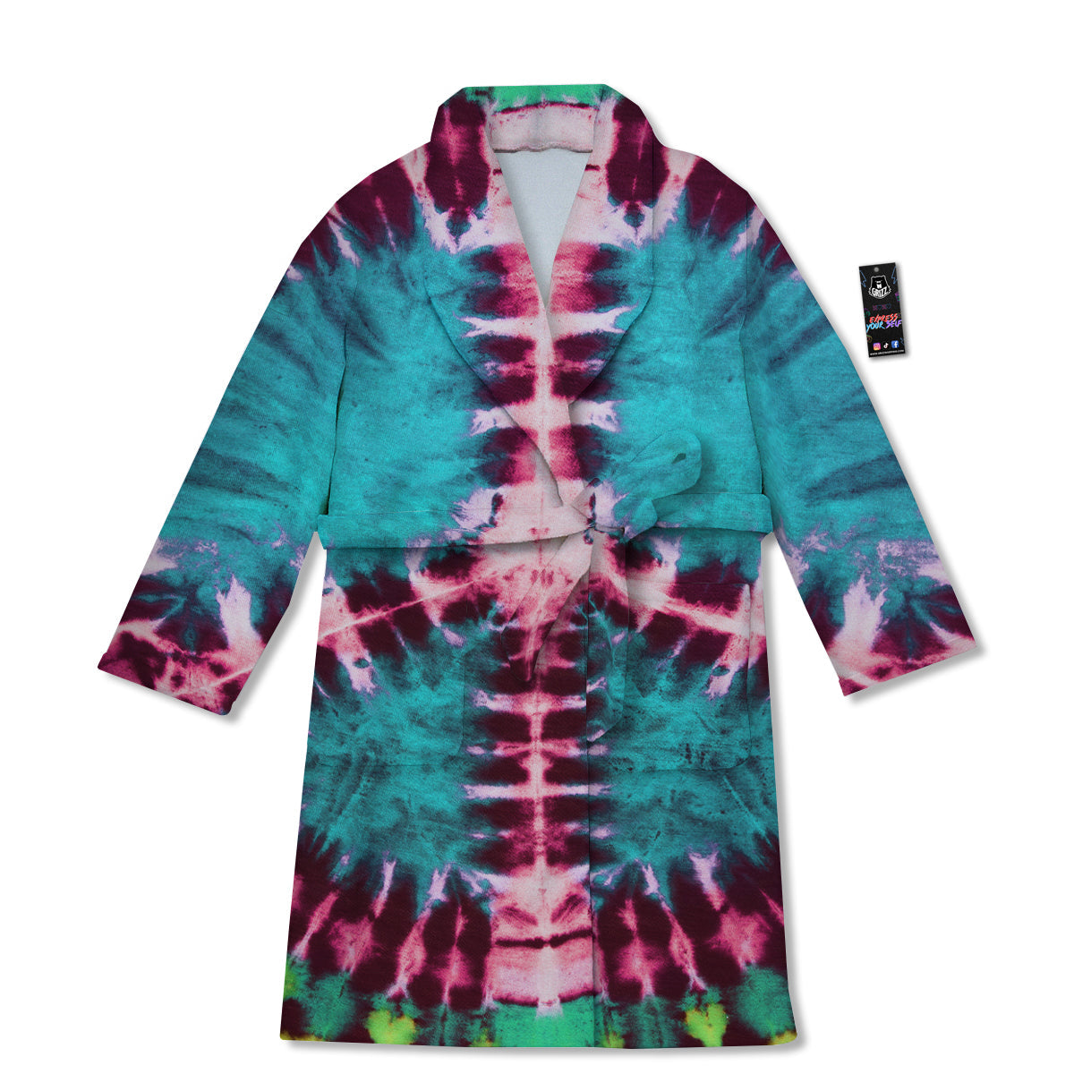 Tie Dye Peace Sign Print Bathrobe-grizzshop