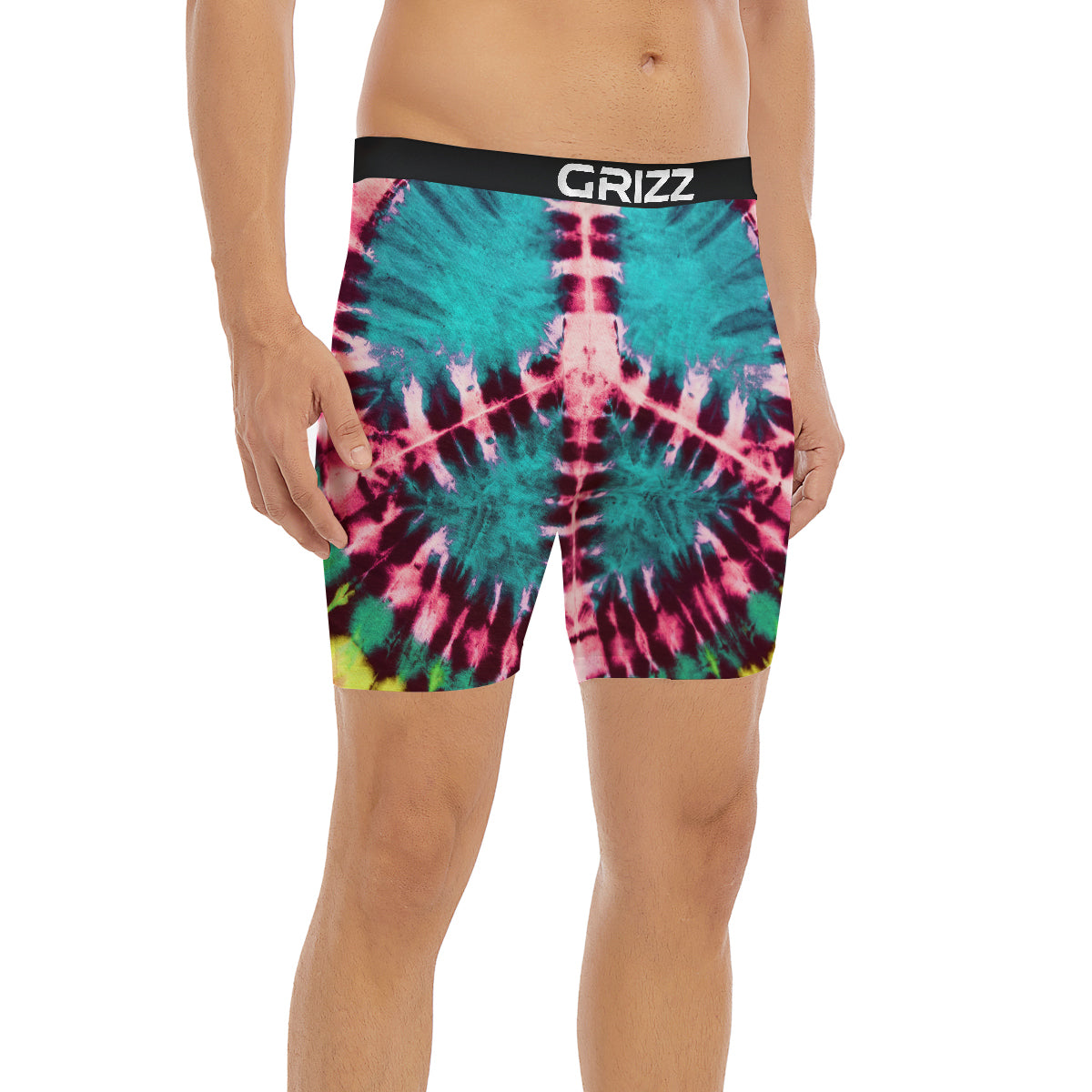 Tie Dye Peace Sign Print Boxer Briefs-grizzshop