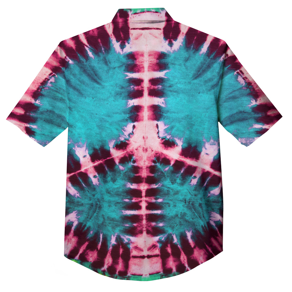 Tie Dye Peace Sign Print Button Up Shirt-grizzshop