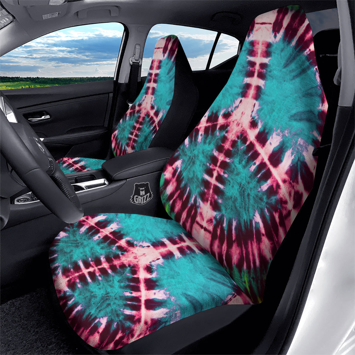 Tie Dye Peace Sign Print Car Seat Covers-grizzshop