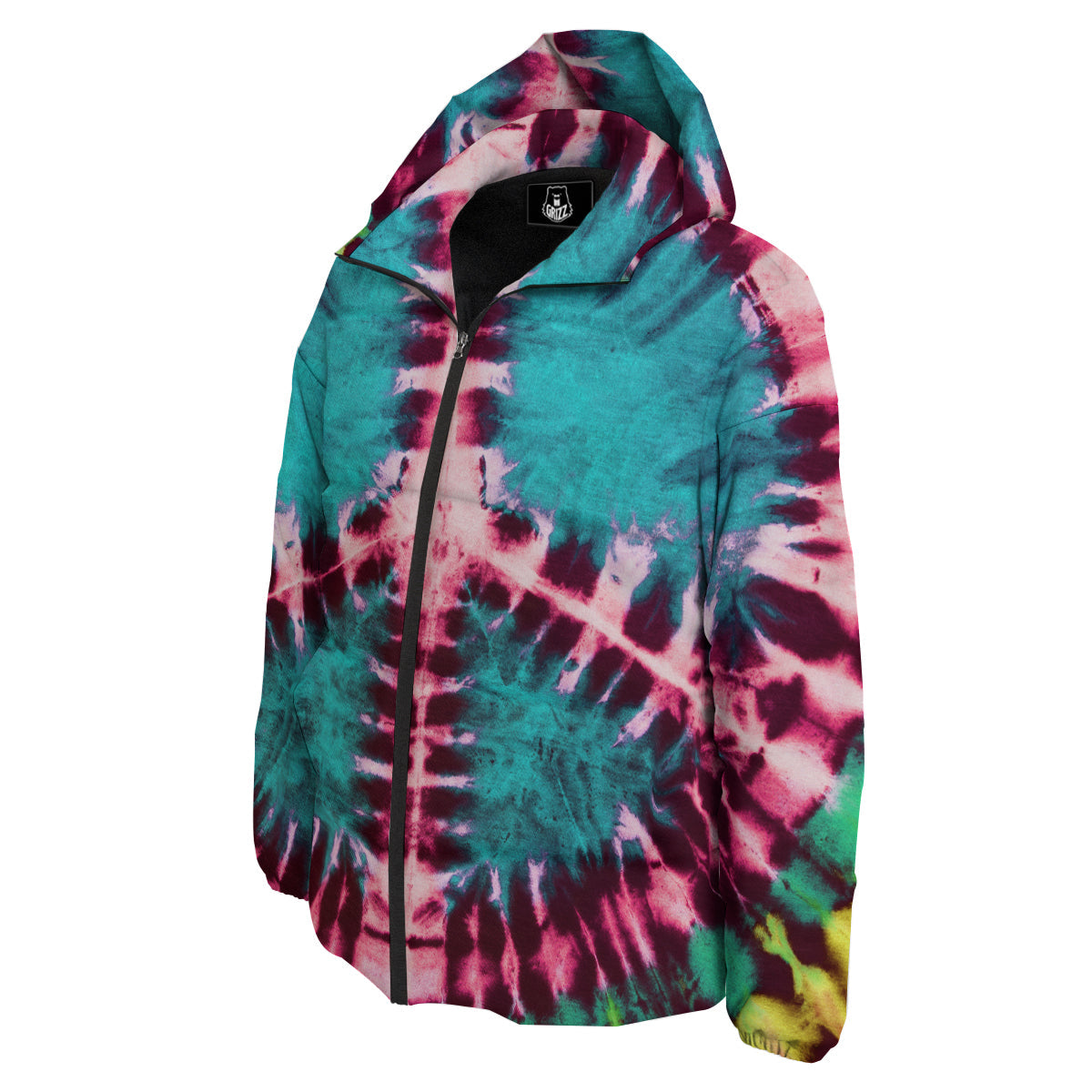 Tie Dye Peace Sign Print Down Jacket-grizzshop