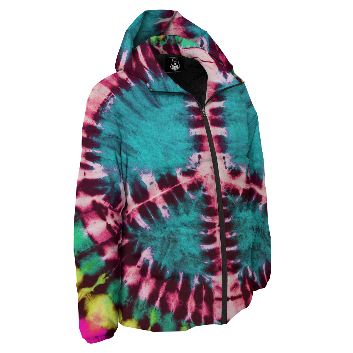 Tie Dye Peace Sign Print Down Jacket-grizzshop