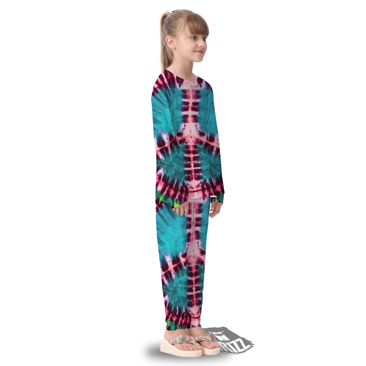 Tie Dye Peace Sign Print Kid's Pajamas-grizzshop