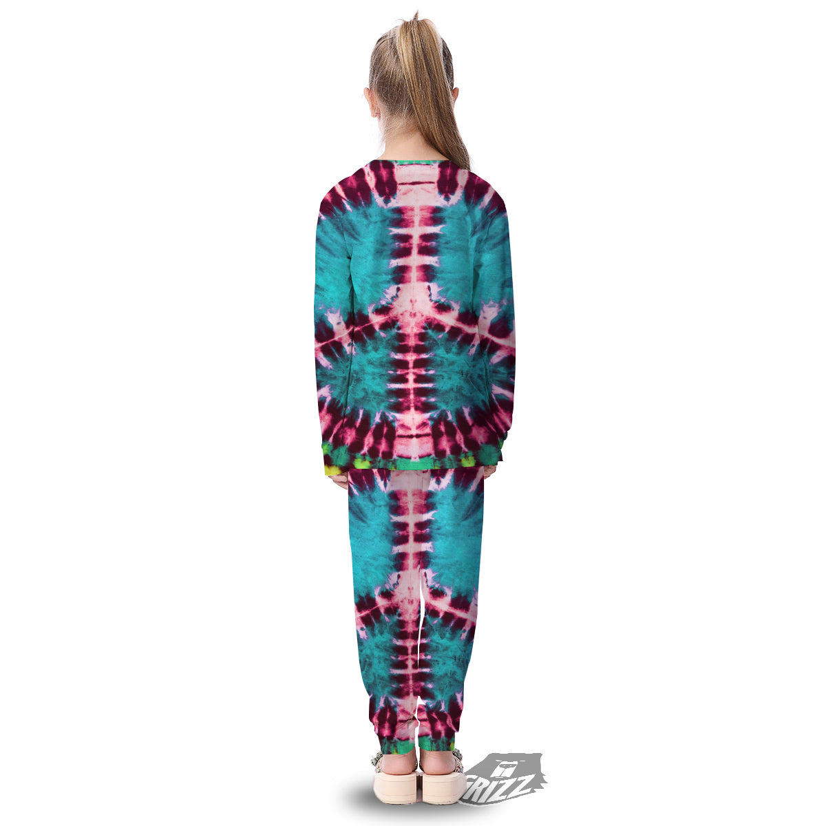 Tie Dye Peace Sign Print Kid's Pajamas-grizzshop