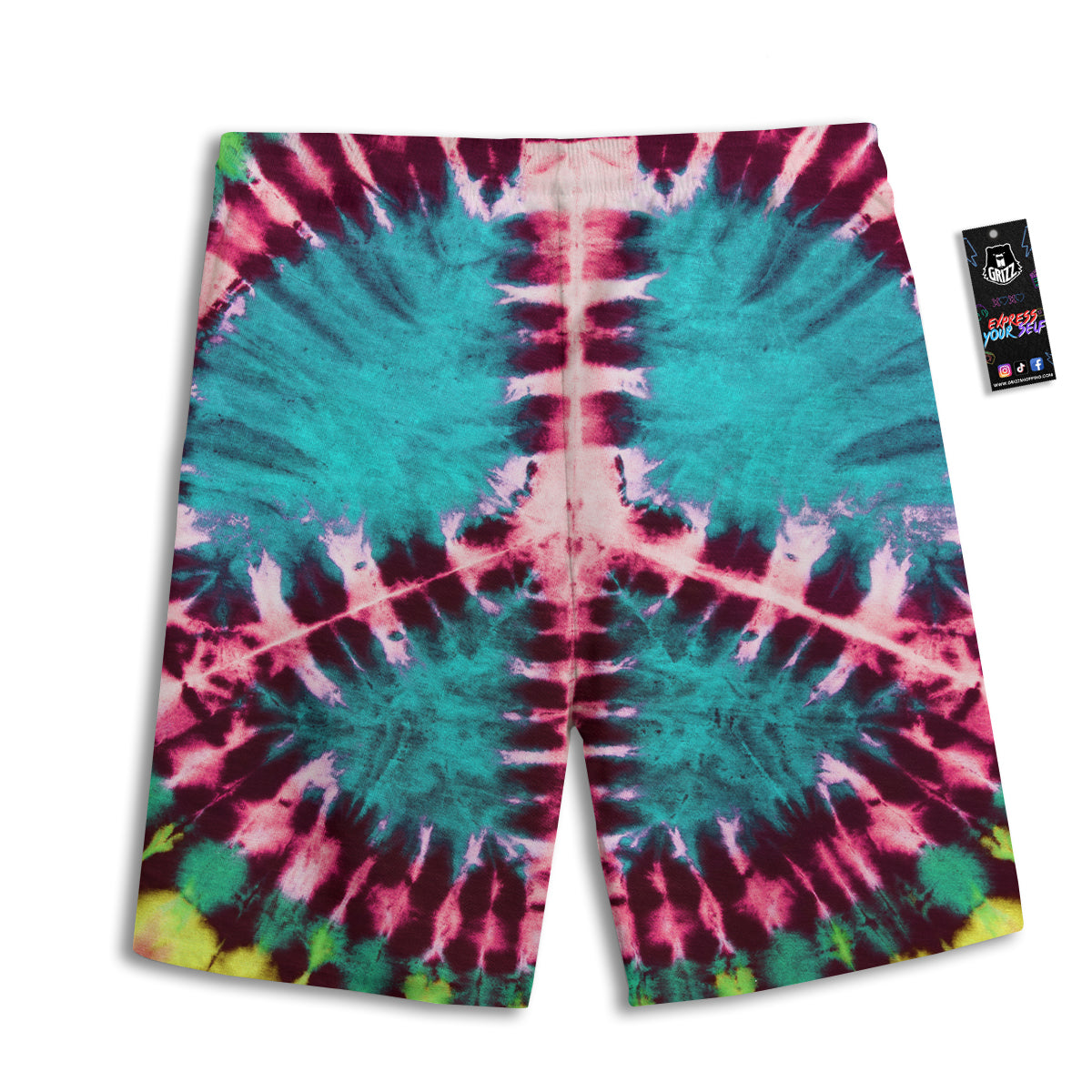 Tie Dye Peace Sign Print Men's Athletic Shorts