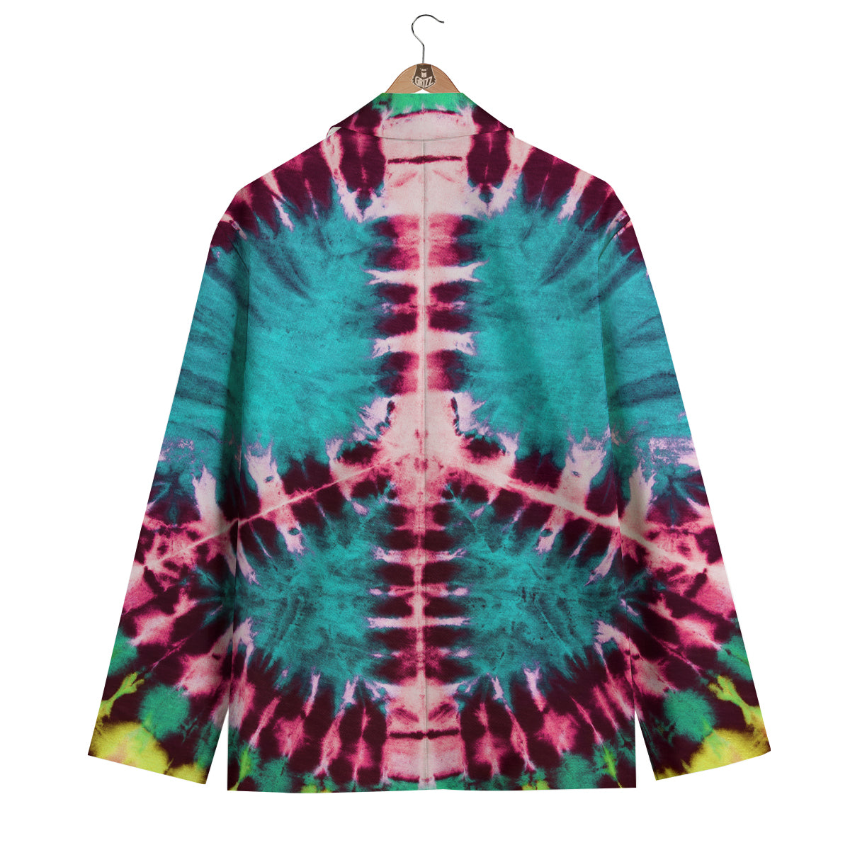 Tie Dye Peace Sign Print Men's Blazer-grizzshop