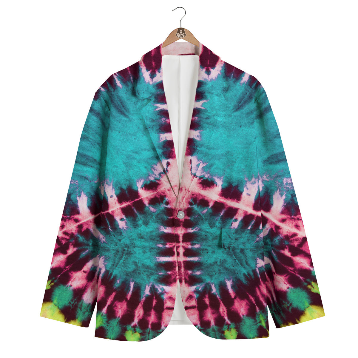 Tie Dye Peace Sign Print Men's Blazer-grizzshop