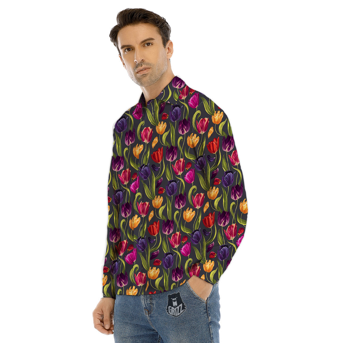 Tie Dye Peace Sign Print Men's Dress Shirts-grizzshop