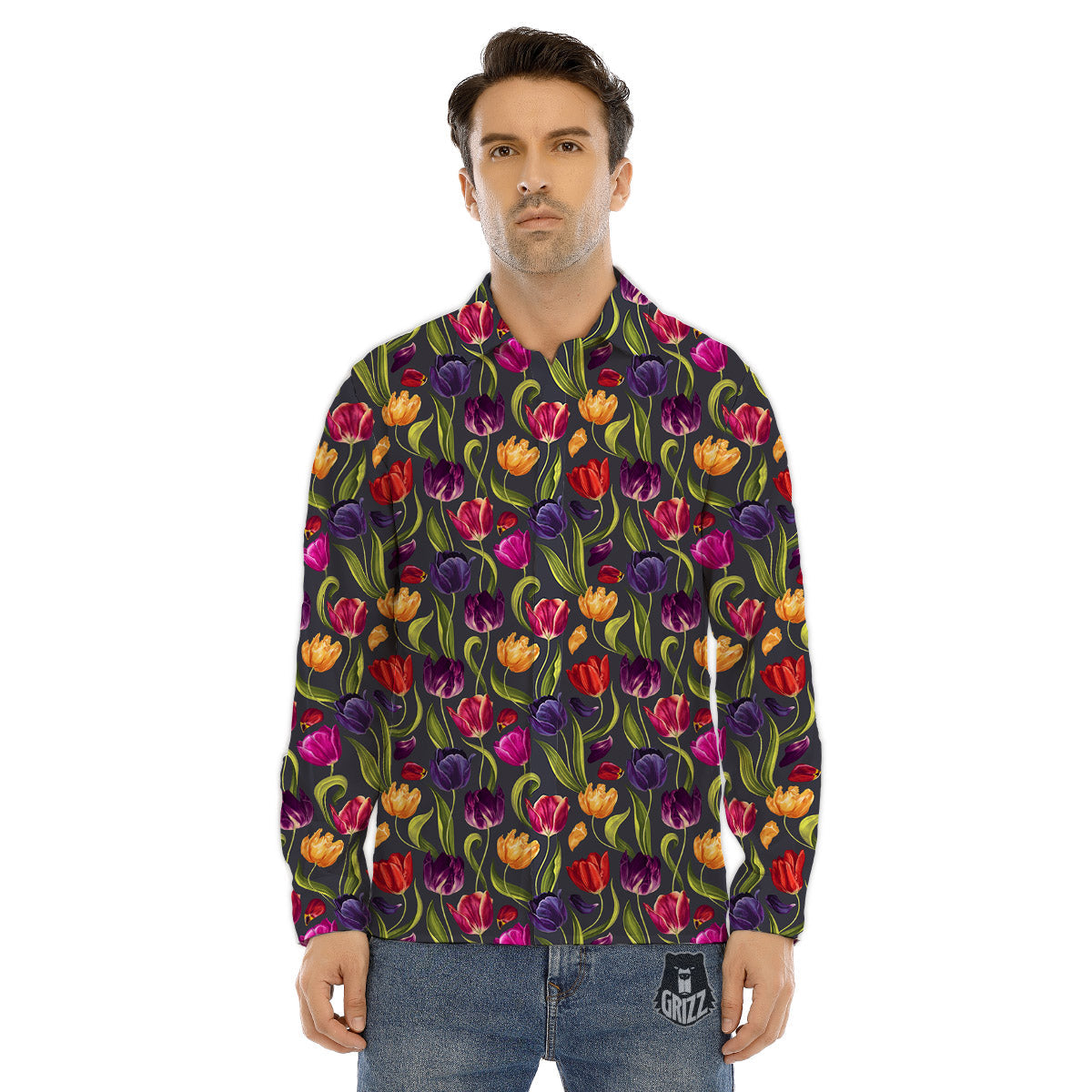 Tie Dye Peace Sign Print Men's Dress Shirts-grizzshop