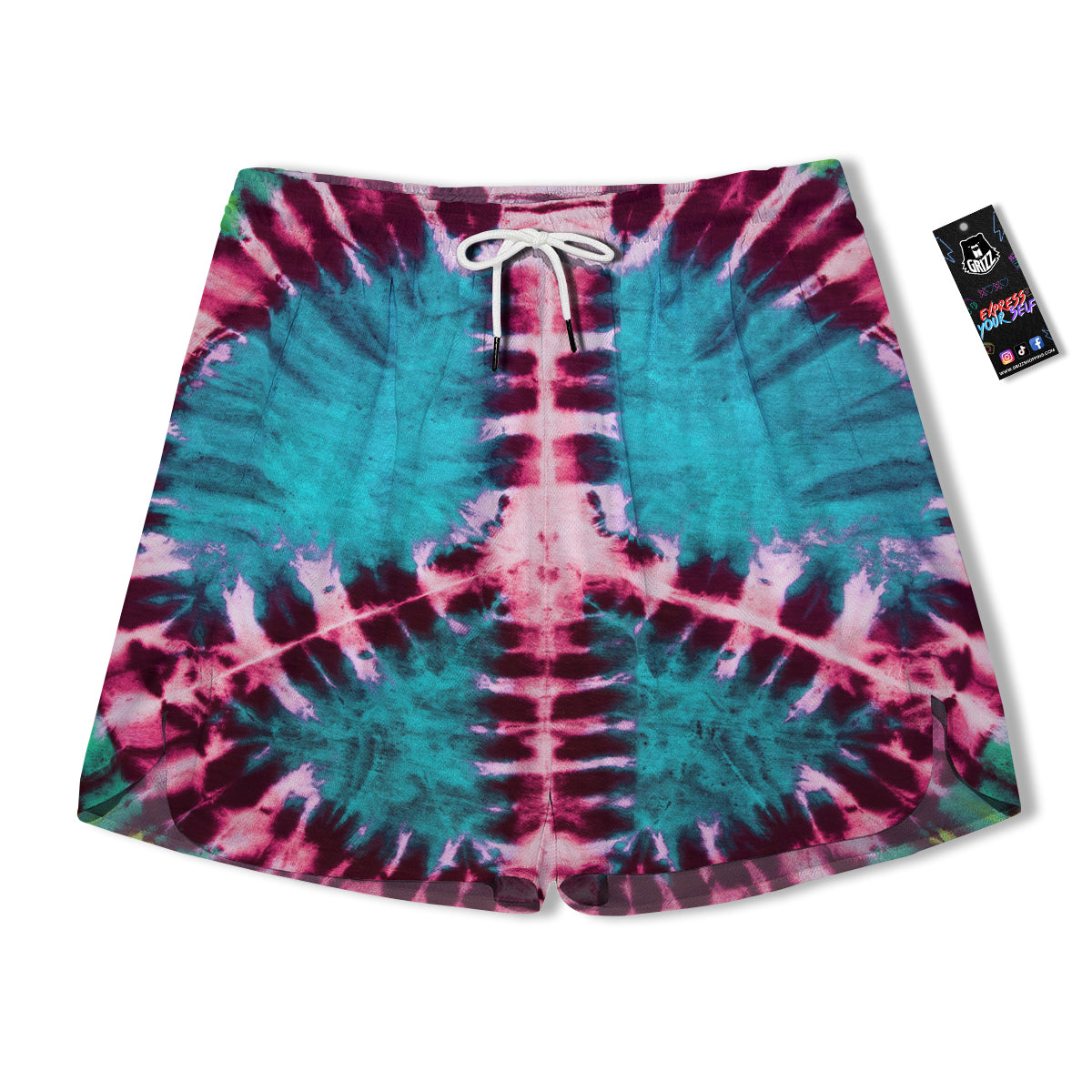 Tie Dye Peace Sign Print Men's Running Shorts-grizzshop