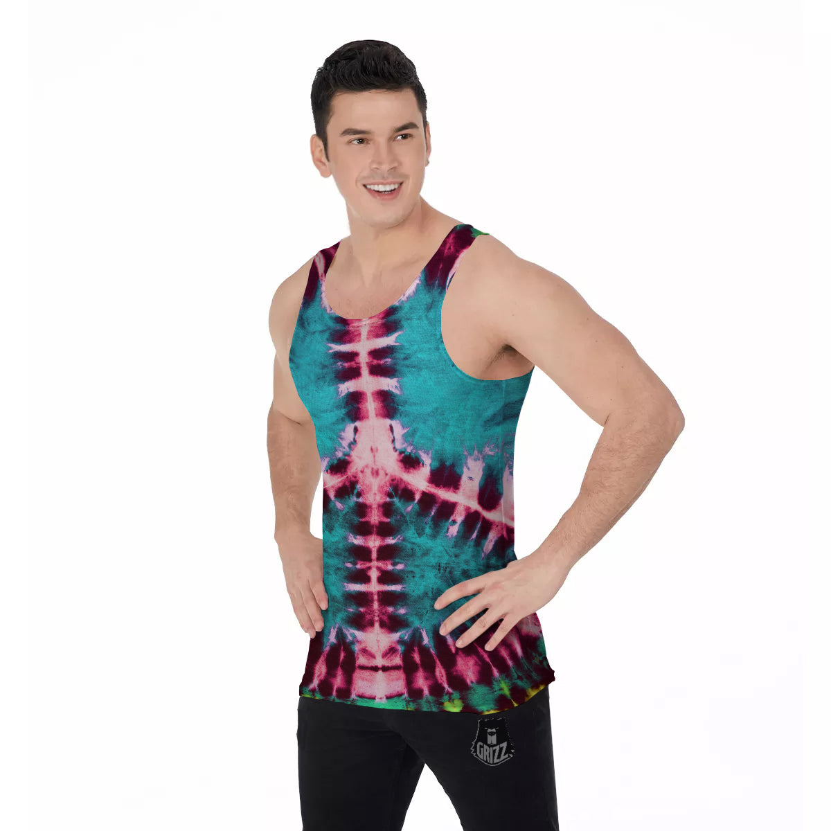 Tie Dye Peace Sign Print Men's Tank Top-grizzshop