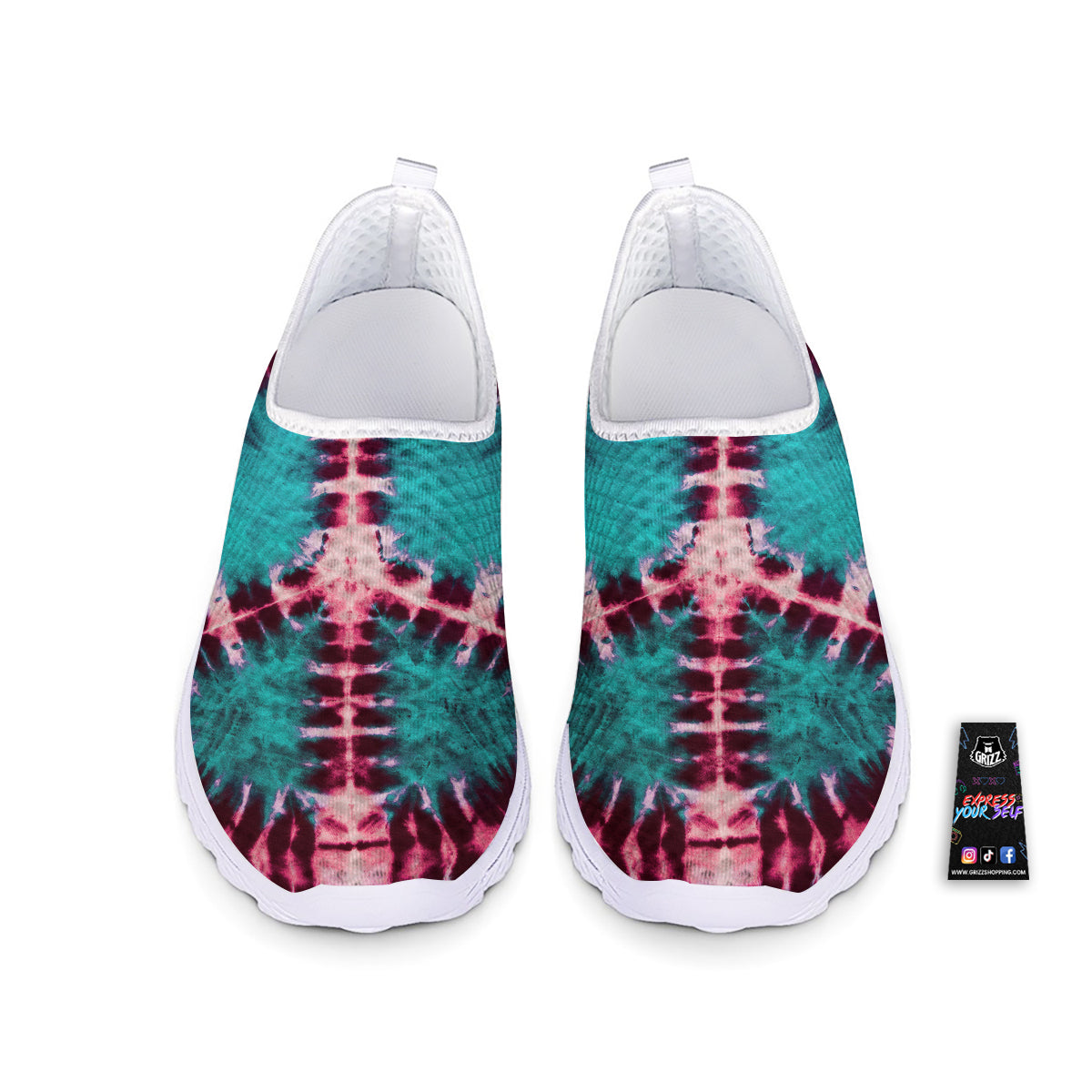 Tie Dye Peace Sign Print Nurse Shoes-grizzshop