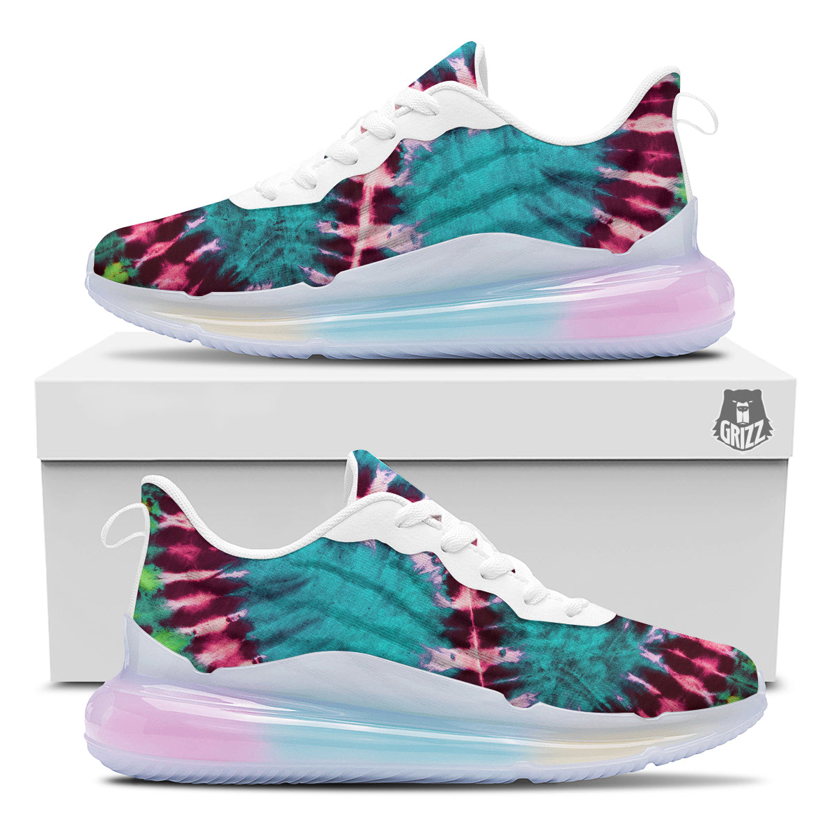 Tie Dye Peace Sign Print Running Sneakers-grizzshop