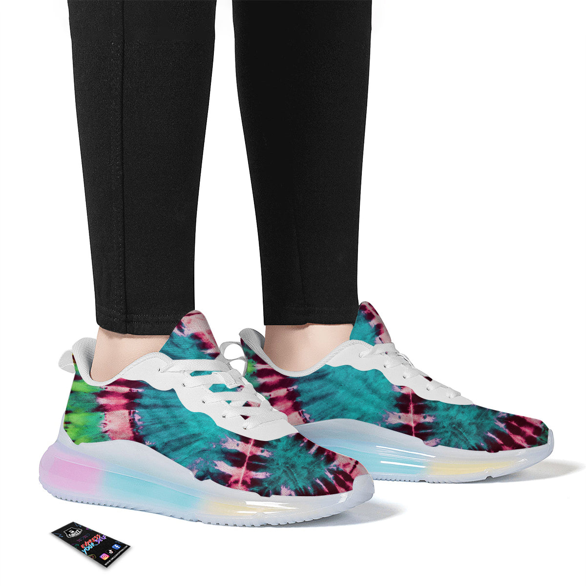 Tie Dye Peace Sign Print Running Sneakers-grizzshop