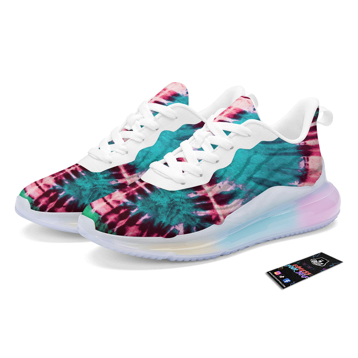 Tie Dye Peace Sign Print Running Sneakers-grizzshop