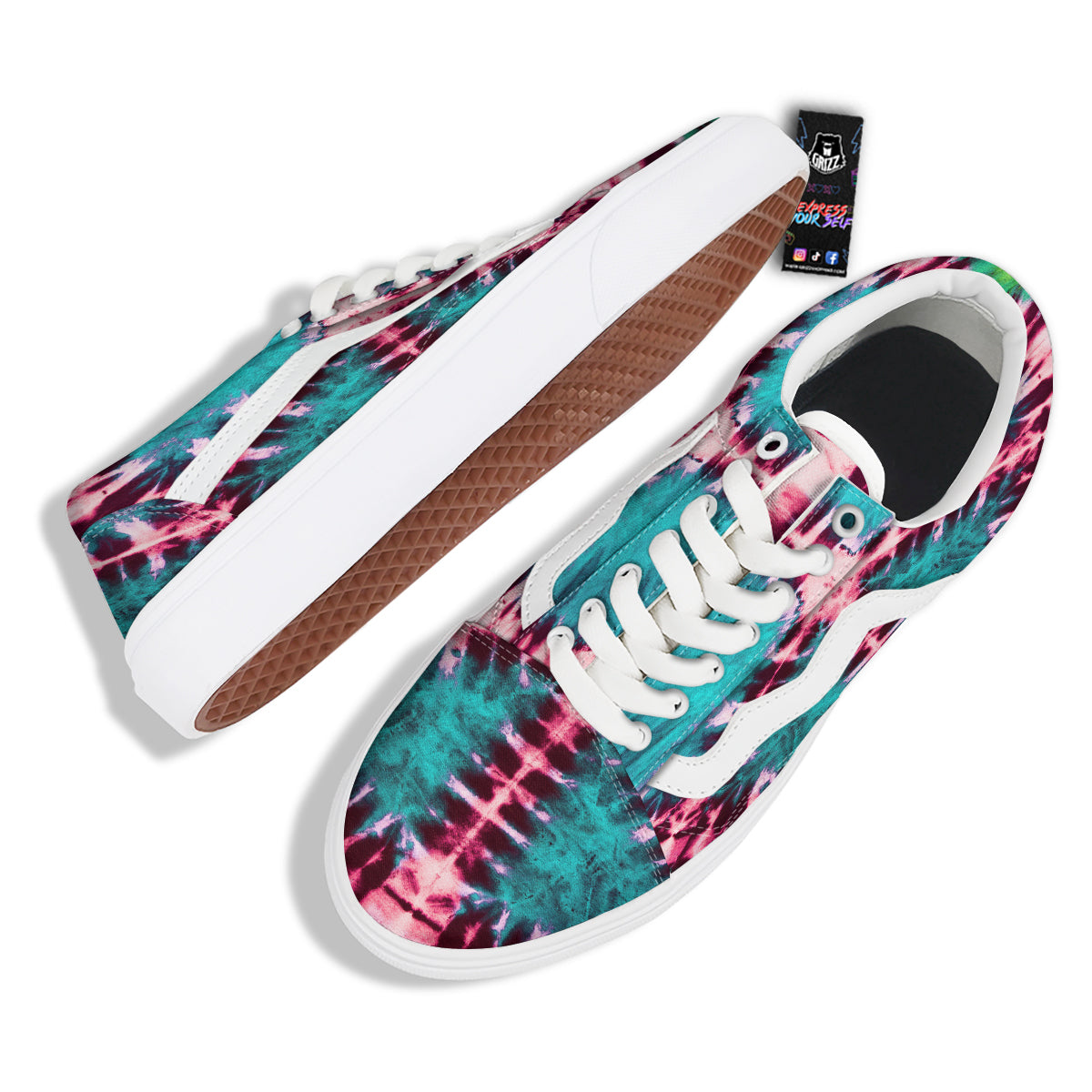 Tie Dye Peace Sign Print Skate Shoes-grizzshop