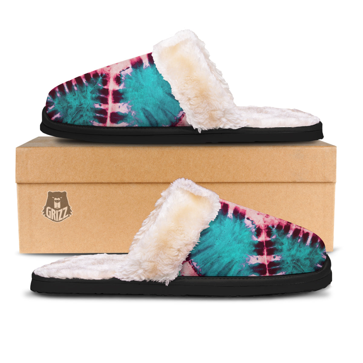 Tie Dye Peace Sign Print Slippers-grizzshop