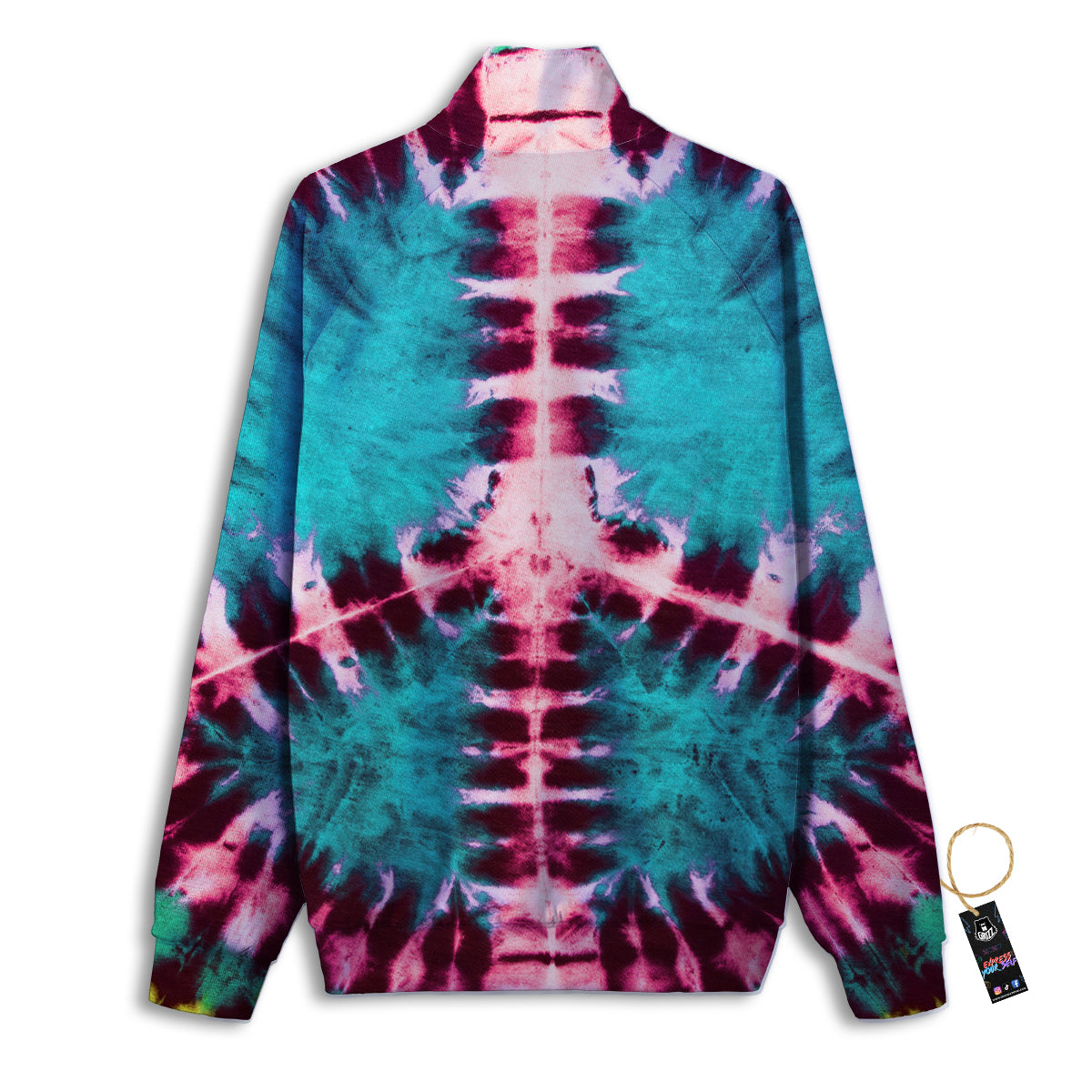 Tie Dye Peace Sign Print Track Jacket-grizzshop