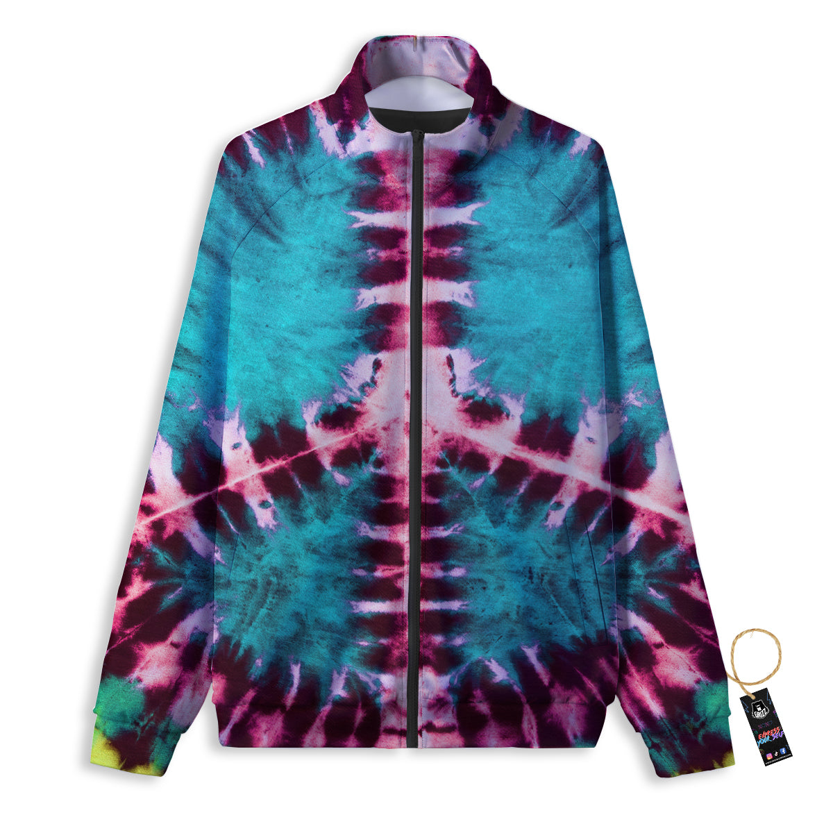 Tie Dye Peace Sign Print Track Jacket-grizzshop