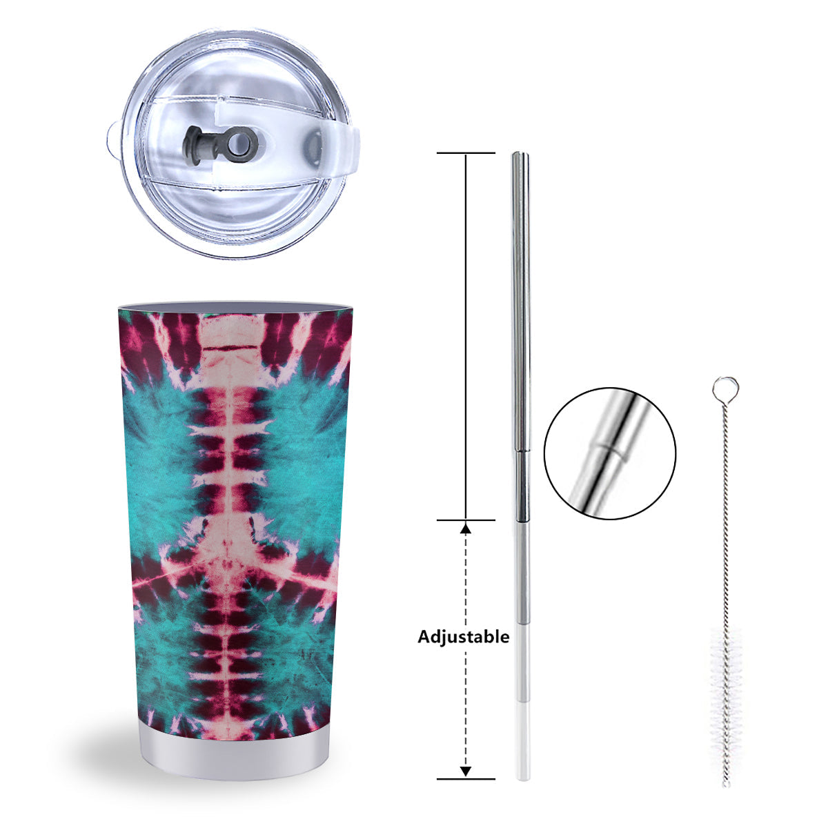 Tie Dye Peace Sign Print Tumbler-grizzshop