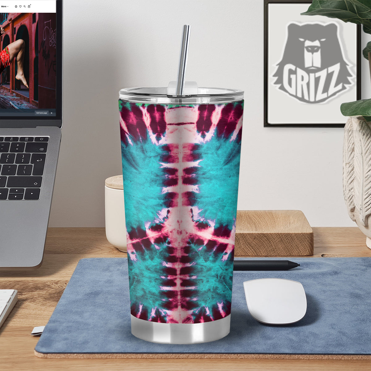 Tie Dye Peace Sign Print Tumbler-grizzshop