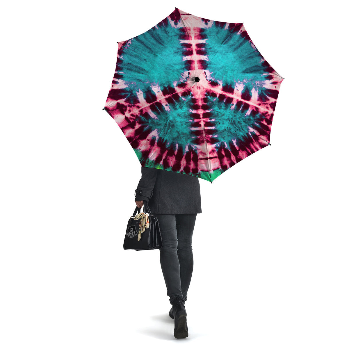 Tie Dye Peace Sign Print Umbrella-grizzshop