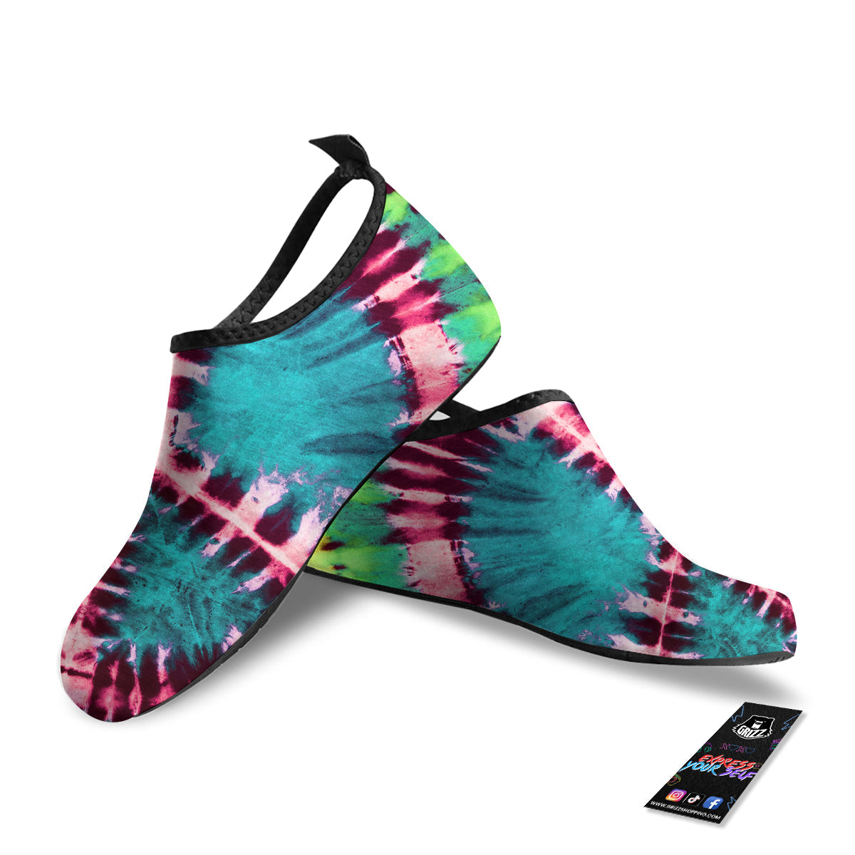 Tie Dye Peace Sign Print Water Shoes-grizzshop