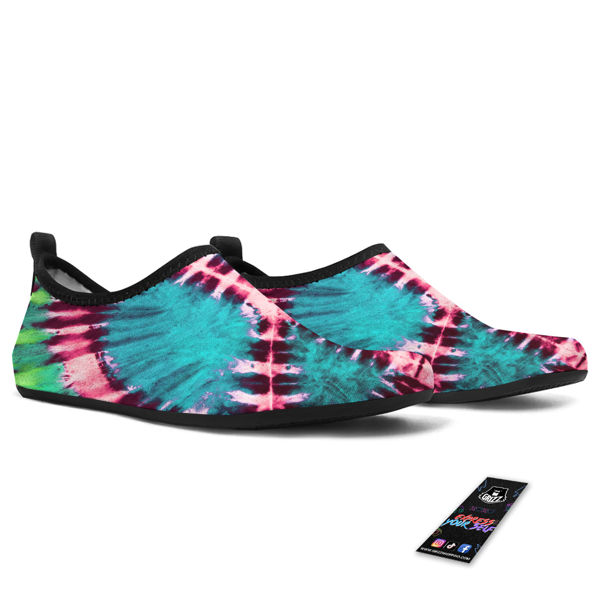 Tie Dye Peace Sign Print Water Shoes-grizzshop
