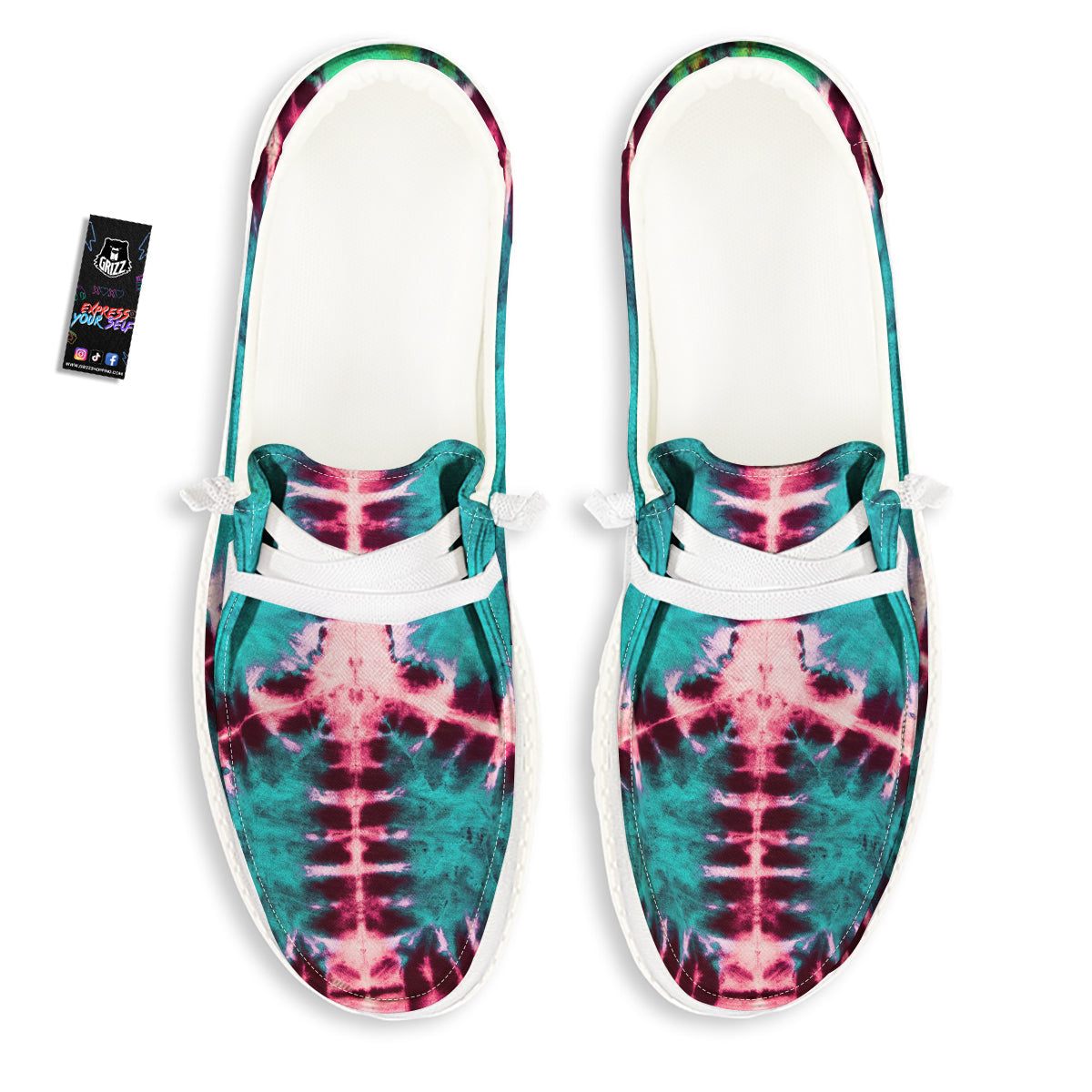 Tie Dye Peace Sign Print White Loafers-grizzshop