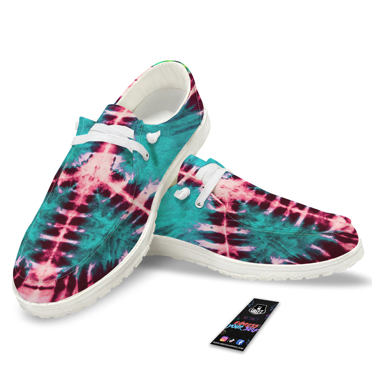 Tie Dye Peace Sign Print White Loafers-grizzshop