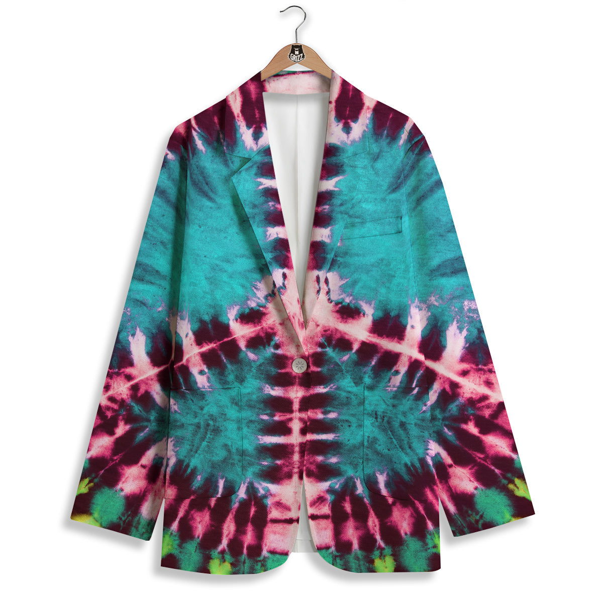 Tie Dye Peace Sign Print Women's Blazer-grizzshop