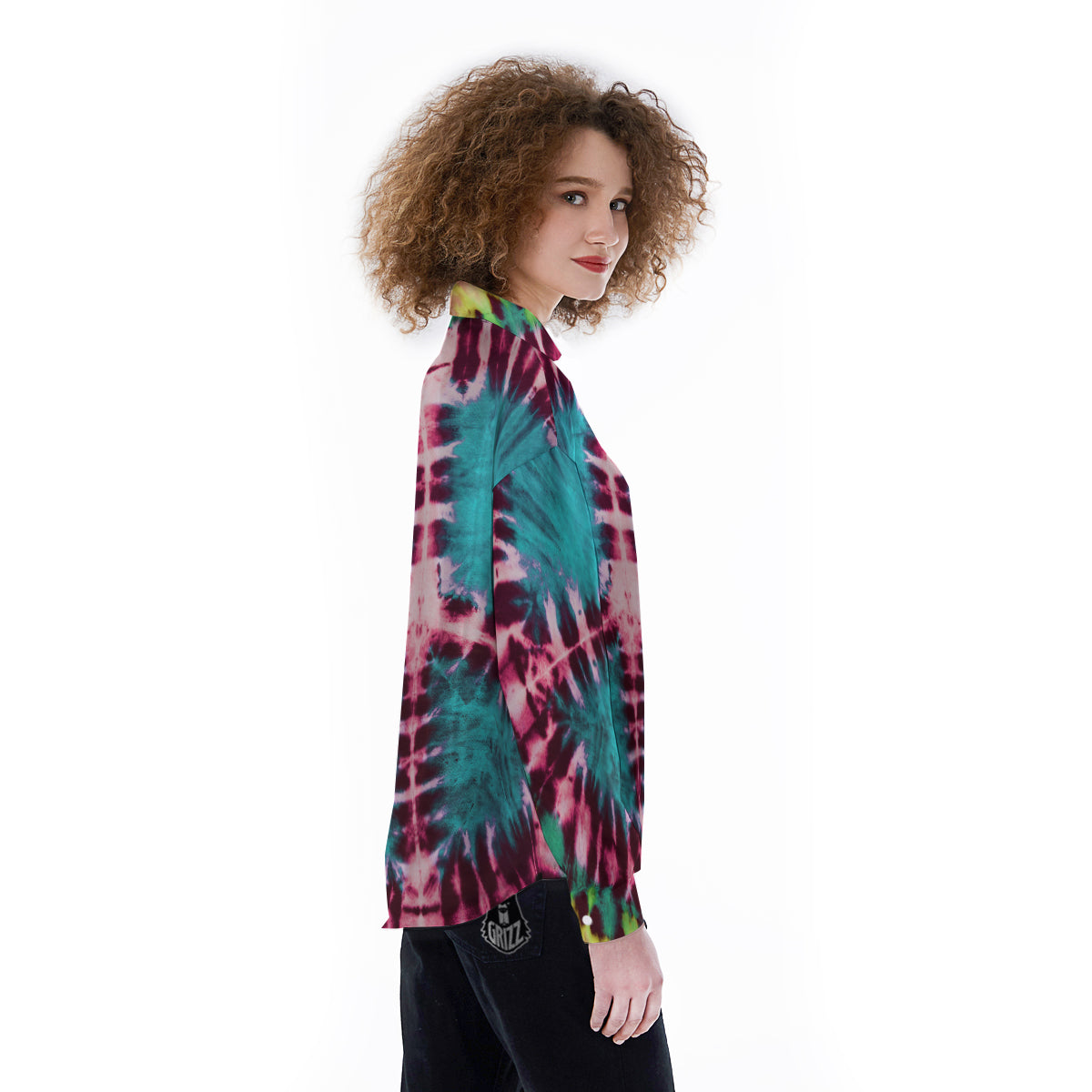 Tie Dye Peace Sign Print Women's Long Sleeve Shirts-grizzshop