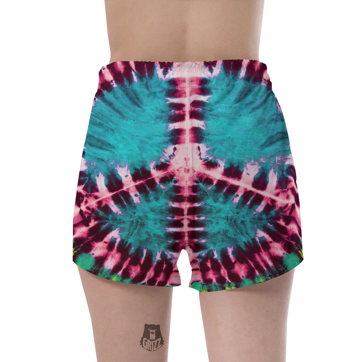 Tie Dye Peace Sign Print Women's Shorts-grizzshop