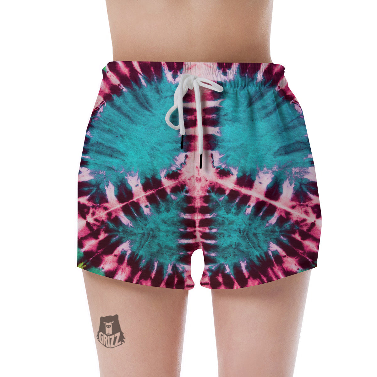 Tie Dye Peace Sign Print Women's Shorts-grizzshop